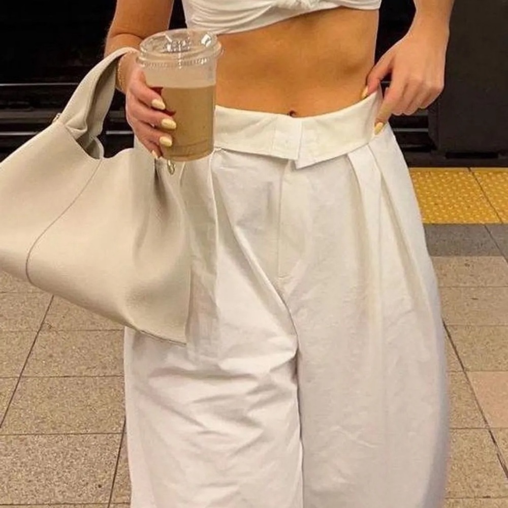 High-Waist Wide Leg Pants in White